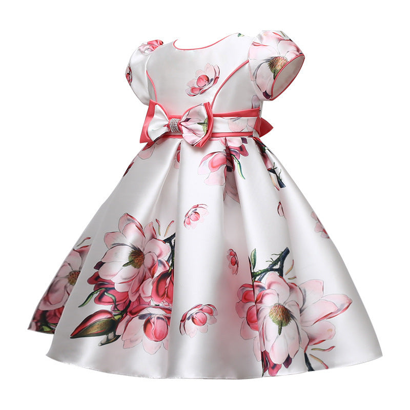 Girls' Vest Print Princess Dress Banquet - BOC-WEAR