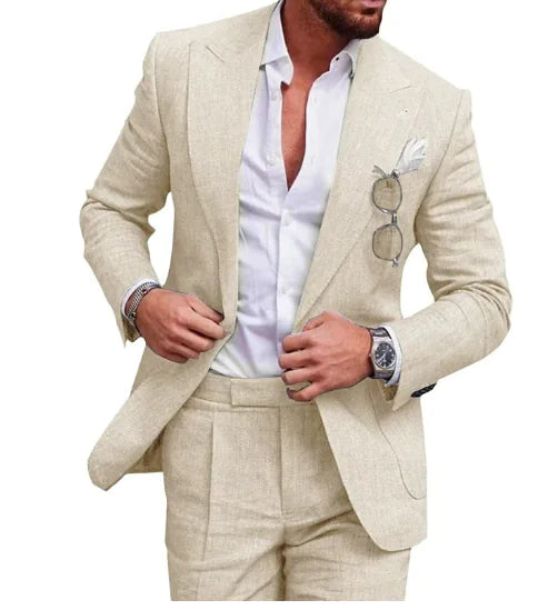 Norbert Linen Blend Men's Suits - Stylish Two-Piece