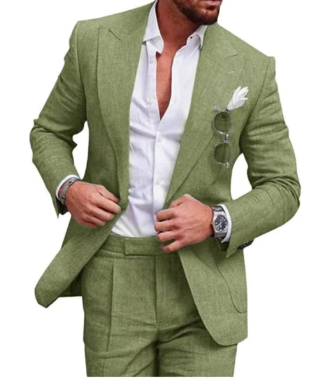 Norbert Linen Blend Men's Suits - Stylish Two-Piece