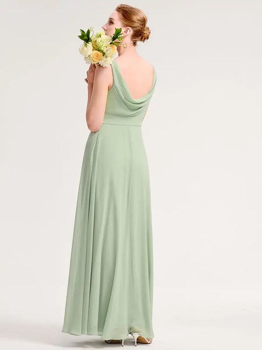 Elegant Evening Dress Sleeveless V-Neck Backless Floor Length 2025 Ever Pretty of A-Line Mint Green Chiffon Bridesmaid Dress