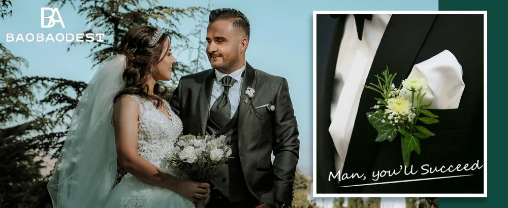 White Wedding Tuxedos Groom Suit Wedding Suits For Men Wedding Groom Suit For Men ( Jacket +Pants+Bow ) Business plus size - BOC-WEAR