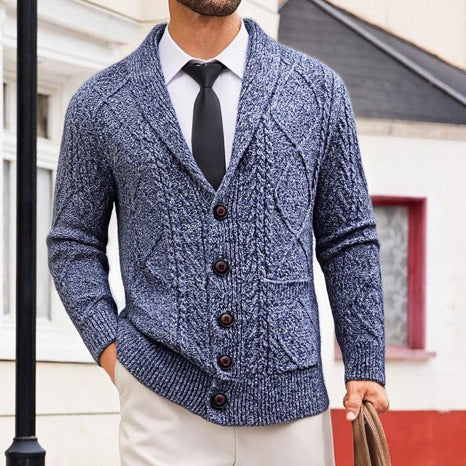 Men's Long Sleeve Cardigan Sweater Jacket - Casual Button-Up Knitwear - BOC-WEAR