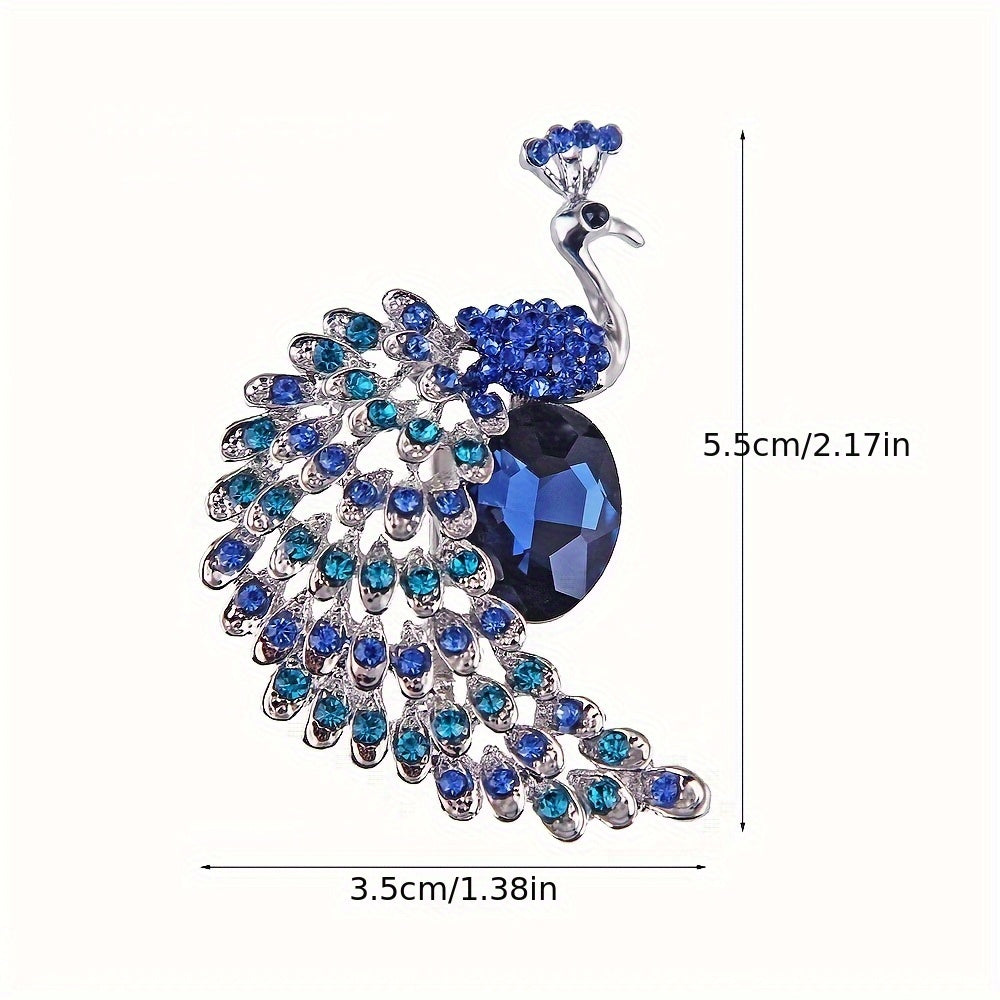 YXY Korean Style Fashion Creative Retro Crystal Peacock Brooch Alloy Inlaid with Diamonds Brooch Flower Brooch Accessories for Women