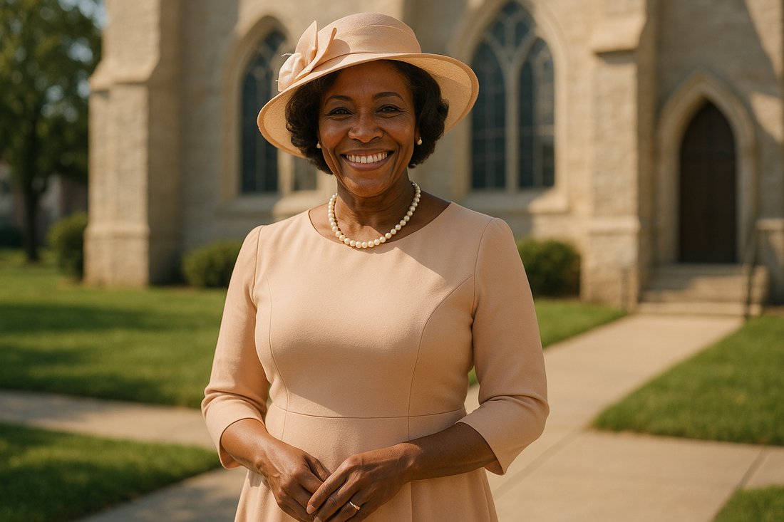 Beautiful Black Lady in a Lovely Dress for Church
