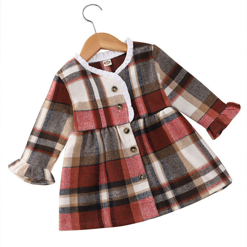 Multicolor Plaid Long Sleeve Baby Princess Dress - BOC-WEAR