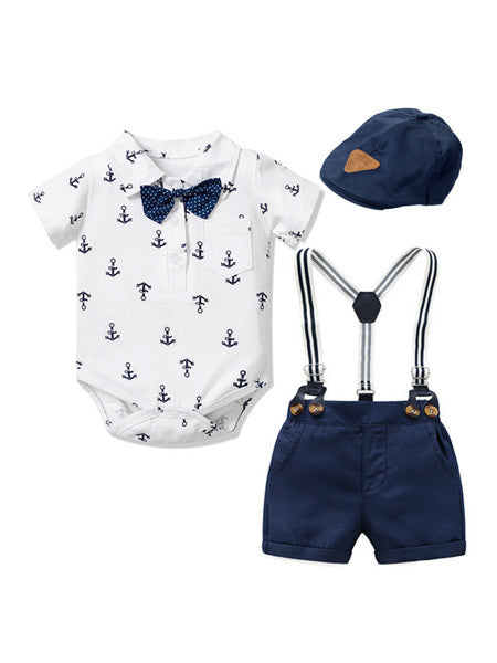 Baby Boy Gentleman Clothes Printed Triangle Romper