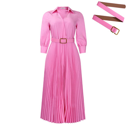 BOC-WEAR Elegant Polo Collar Pleated Dress - Autumn & Winter Swing Dress - BOC-WEAR
