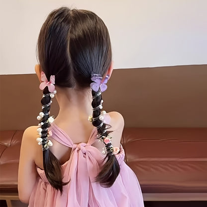 Butterfly Headbands 2pcs - Pearl & Floral Mesh Design for Girls