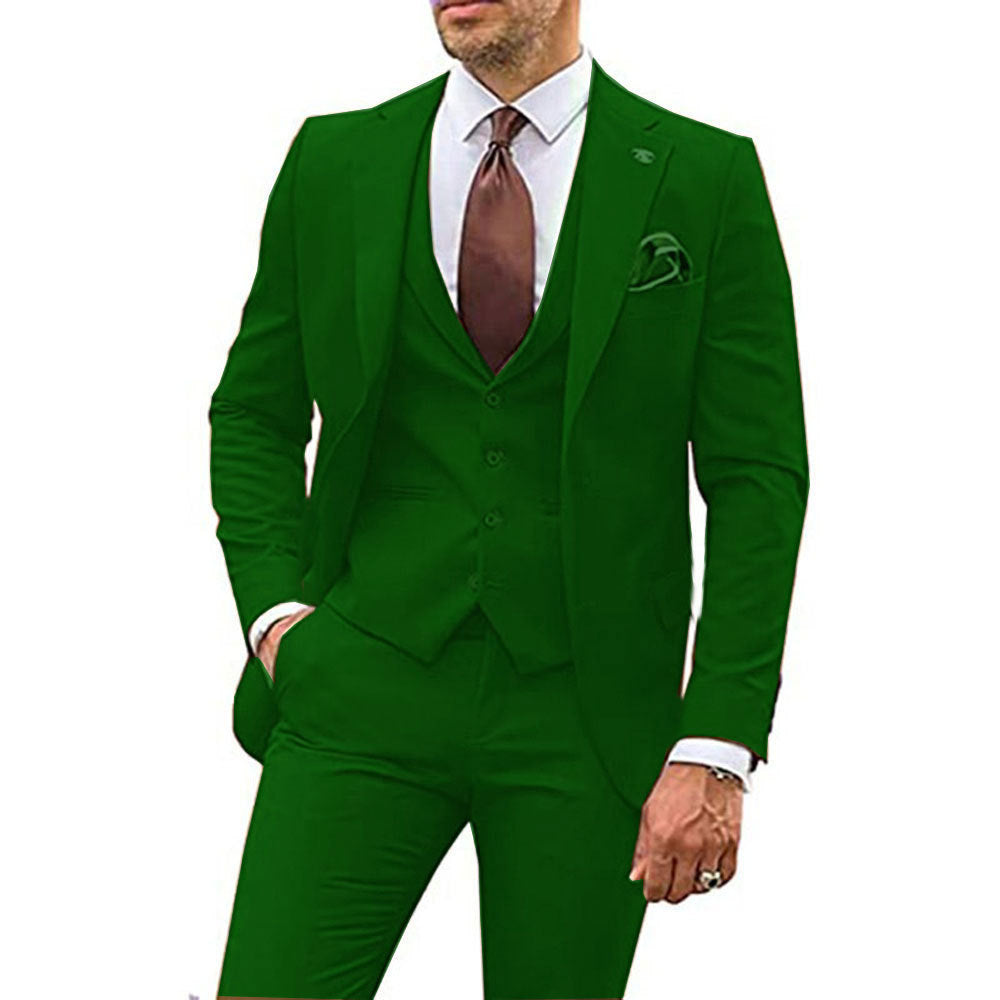 Men's Three-piece Slim-fit Dovetail Groom Dress - BOC-WEAR