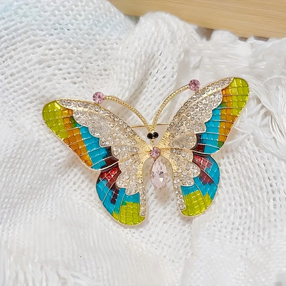 Butterfly Brooch Pin - Rhinestone Insect Jewelry for Women, Gold Statement Brooch, Elegant Fashion Pin