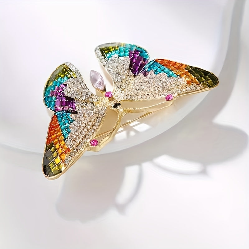 Butterfly Brooch Pin - Rhinestone Insect Jewelry for Women, Gold Statement Brooch, Elegant Fashion Pin