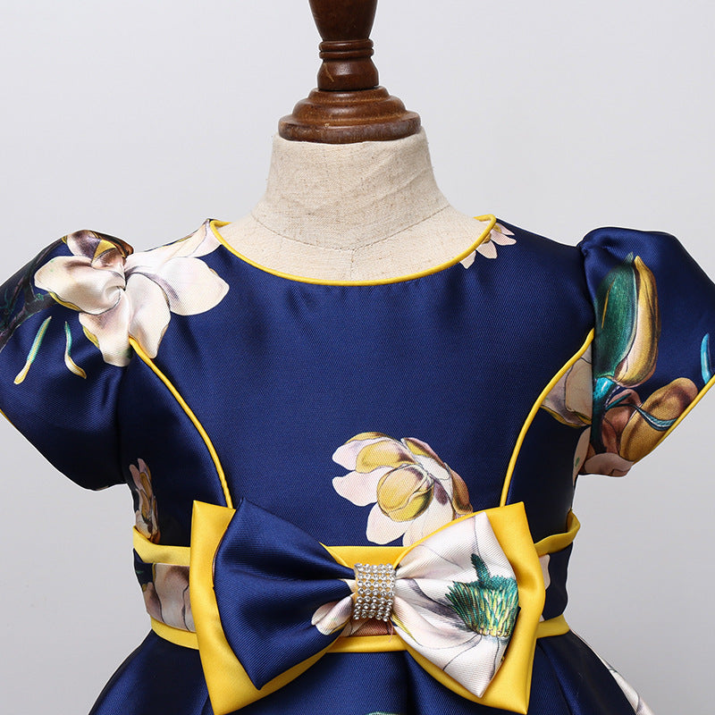 Girls' Vest Print Princess Dress Banquet - BOC-WEAR