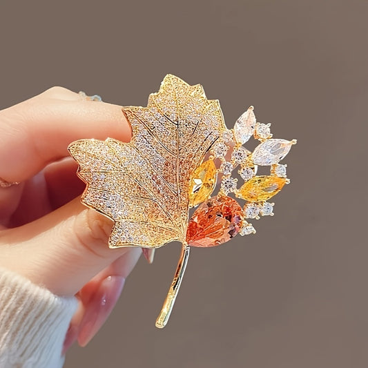 Maple Leaf Brooch Pin - Hollow Design Alloy Scarf Clip by MANFANST