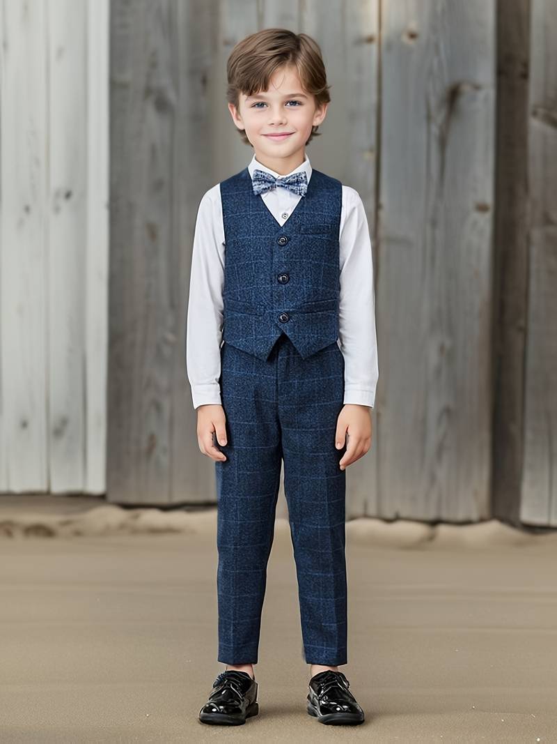 4pcs Set (Suit + Vest + Pants + Bow Tie) - BOC-WEAR