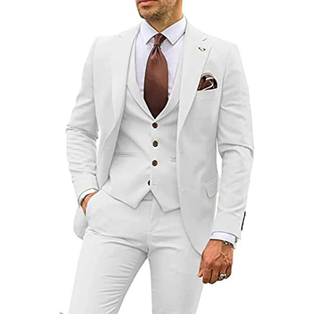 Men's Three-piece Slim-fit Dovetail Groom Dress - BOC-WEAR