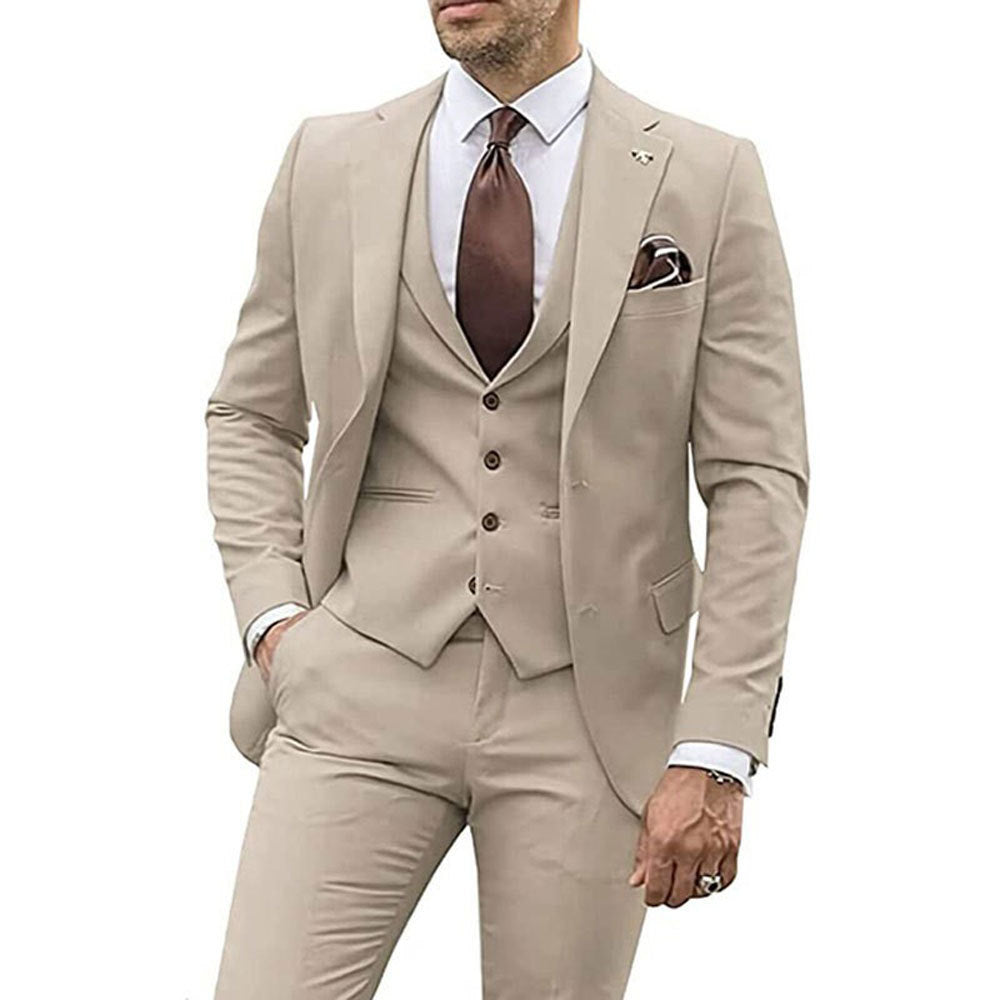 Men's Three-piece Slim-fit Dovetail Groom Dress - BOC-WEAR