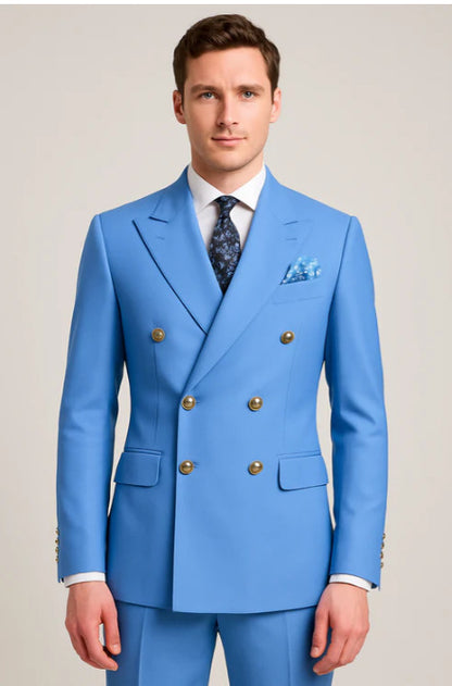 European And American Men's Suit Two-piece Double-breasted Wedding Party Singer Costume - BOC-WEAR