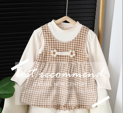 Baby Girl Round-neck Long-sleeved Dress Suit - BOC-WEAR