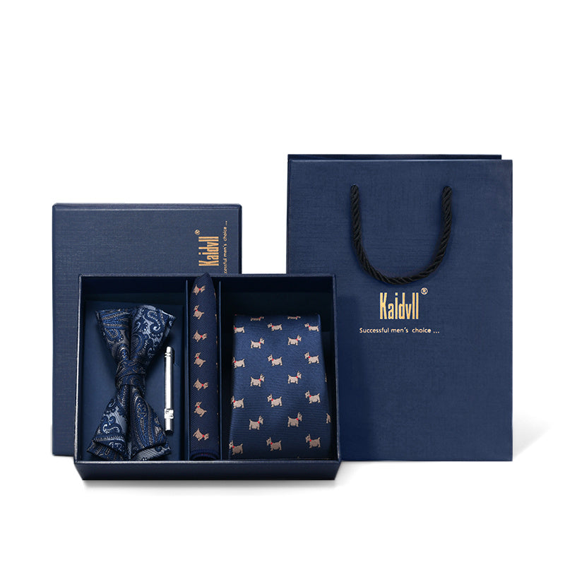 Four Piece Suit With Embroidered Tie - Premium Men's Formal Wear - BOC-WEAR