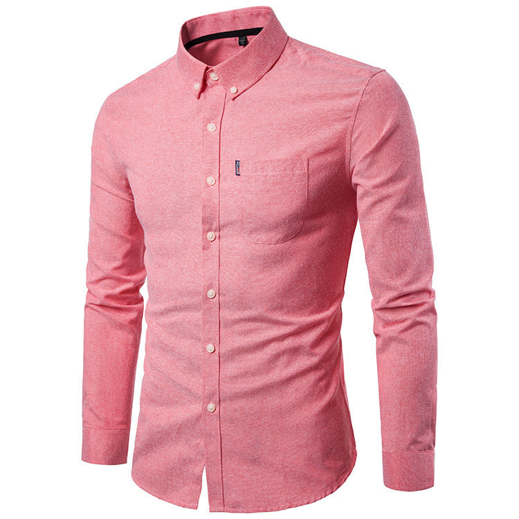 Men S Shirts Korean Men Slim Long Sleeve Dress Shirt - BOC-WEAR