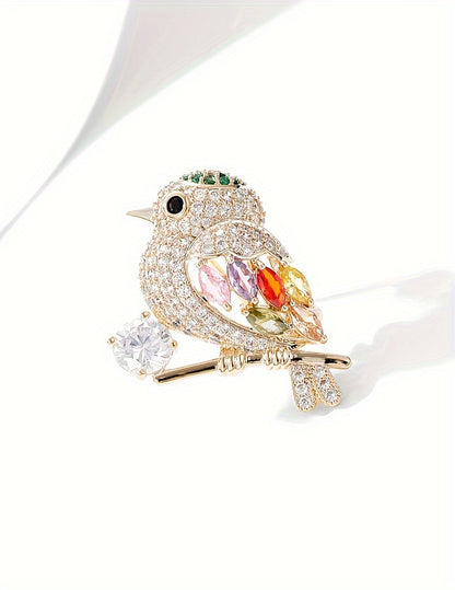 Magpie Brooch Pin - Rhinestone Bird Jewelry for Women, Boho Statement Brooch, Vintage Style Animal Pin