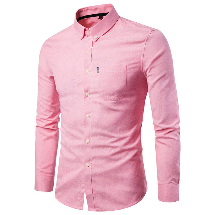 Men S Shirts Korean Men Slim Long Sleeve Dress Shirt - BOC-WEAR