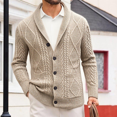 Men's Long Sleeve Cardigan Sweater Jacket - Casual Button-Up Knitwear - BOC-WEAR