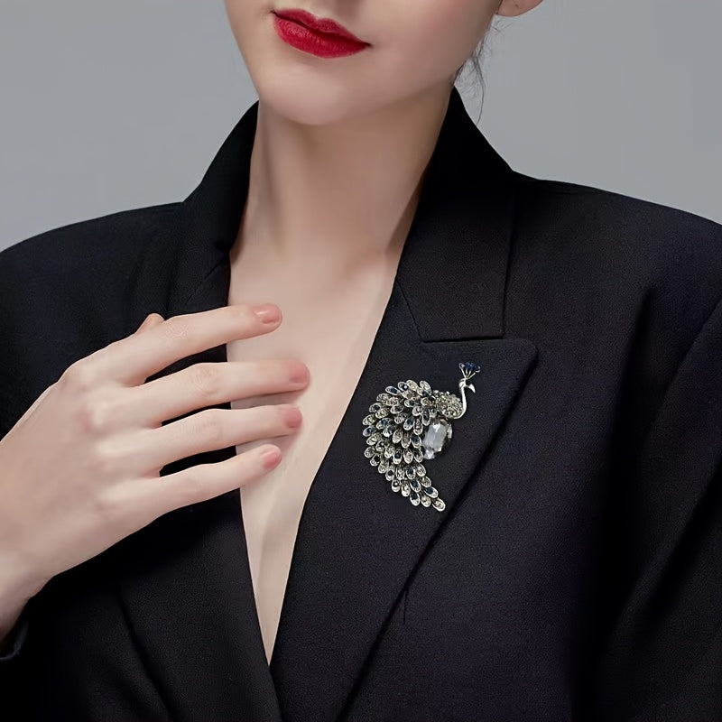 YXY Korean Style Fashion Creative Retro Crystal Peacock Brooch Alloy Inlaid with Diamonds Brooch Flower Brooch Accessories for Women