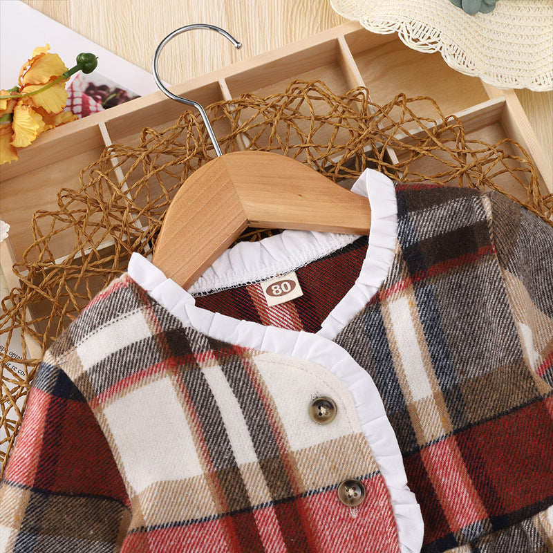 Multicolor Plaid Long Sleeve Baby Princess Dress - BOC-WEAR