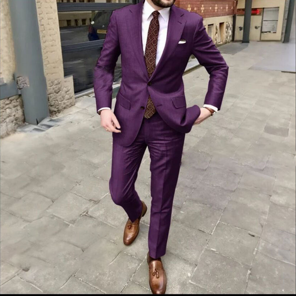 Men's Slim Fit Business Dress Two Button Set - BOC-WEAR