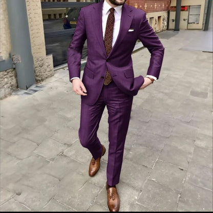 Men's Slim Fit Business Dress Two Button Set - BOC-WEAR