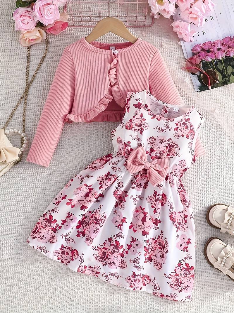 Autumn Glow Cardigan & Vest Rose Floral - BOC-WEAR