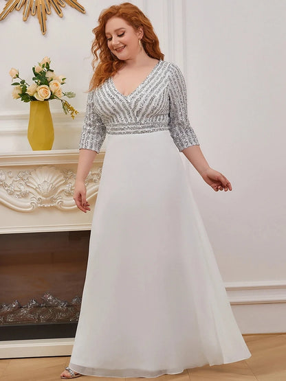 Plus Size Sequin A-Line Prom Dress