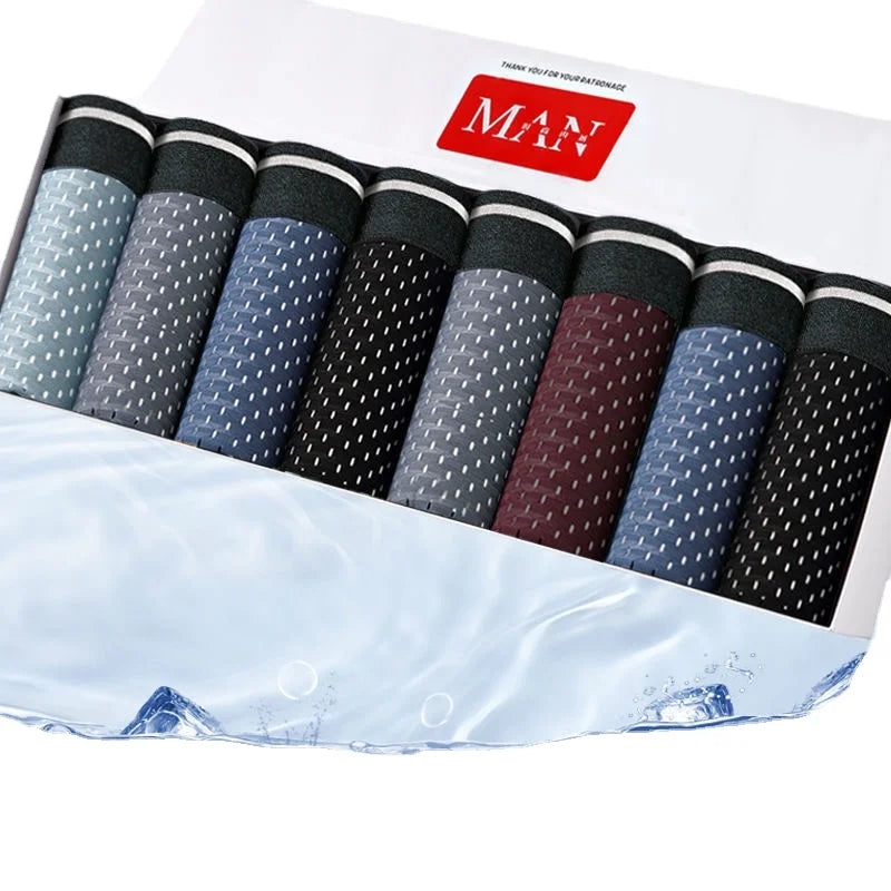 BOC-WEAR Men's Ice Silk Boxers - 8-Pack Breathable Underwear (L-5XL) - BOC-WEAR