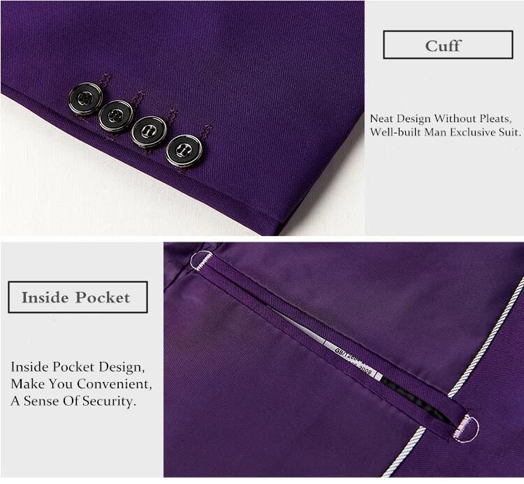 Luxury 3 piece men's wedding suit fashion men's slim solid color business office suit sets large size men Blazer+ pants + vest - BOC-WEAR