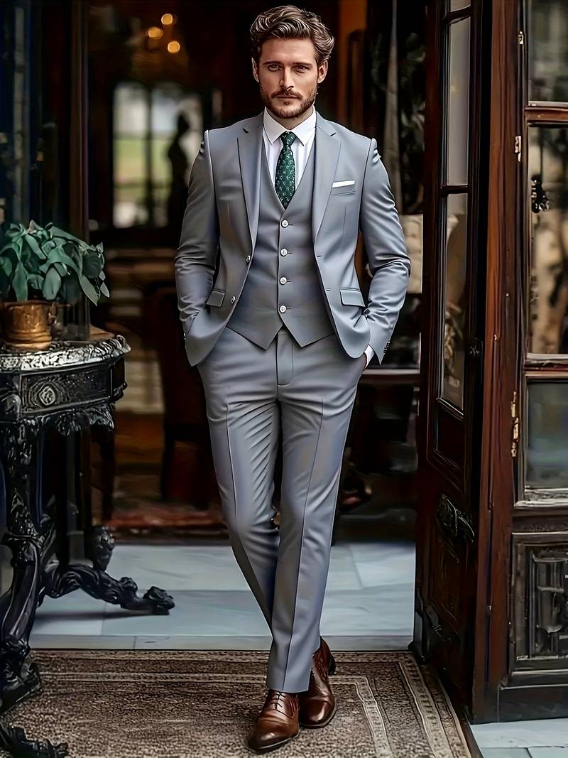 Men's 3-Piece Suit Set - Jacket, Vest & Trousers - BOC-WEAR