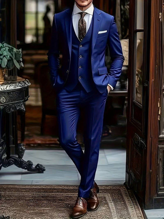 Men's 3-Piece Suit Set - Jacket, Vest & Pants - BOC-WEAR