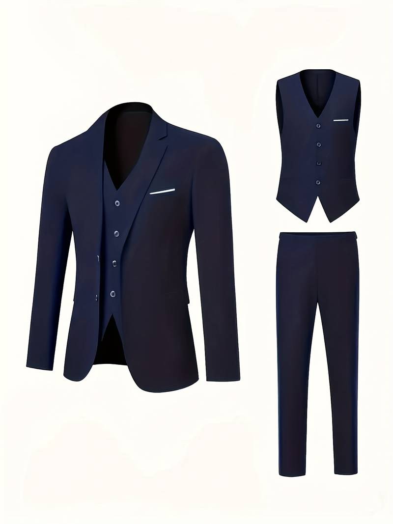 Men's 3-Piece Suit Set - Jacket, Vest & Pants - BOC-WEAR
