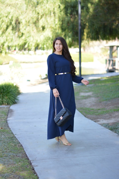 BOC-WEAR New Paris Navy Maxi Dress - Elegant Faux Wrap Dress for Church & Weddings - BOC-WEAR