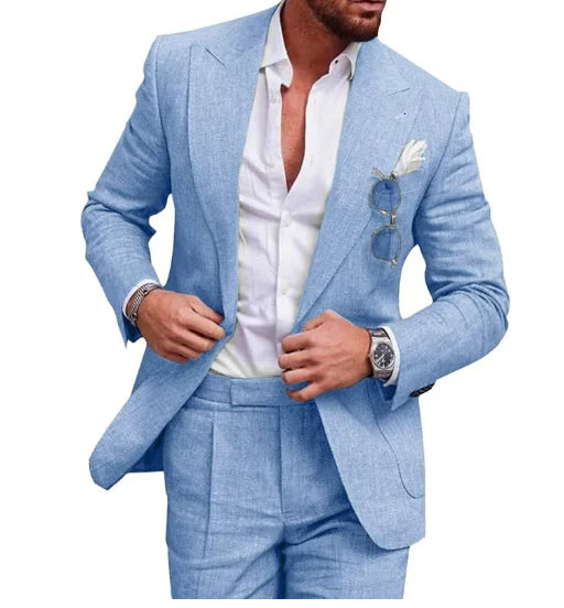 Norbert Linen Blend Men's Suits - Stylish Two-Piece
