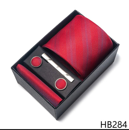 Luxury Brand 8 cm Tie Handkerchief Cufflink Clip Set For Men Wedding Gravata Suit Accessories Holiday Gift Box - BOC-WEAR