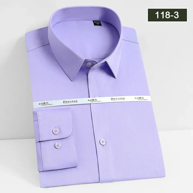 Men's white shirt long sleeved wedding business non ironing formal wear professional workwear casual wrinkle resistant shirt - BOC-WEAR