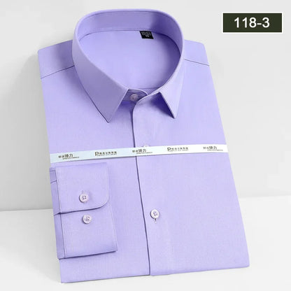 Men's white shirt long sleeved wedding business non ironing formal wear professional workwear casual wrinkle resistant shirt - BOC-WEAR