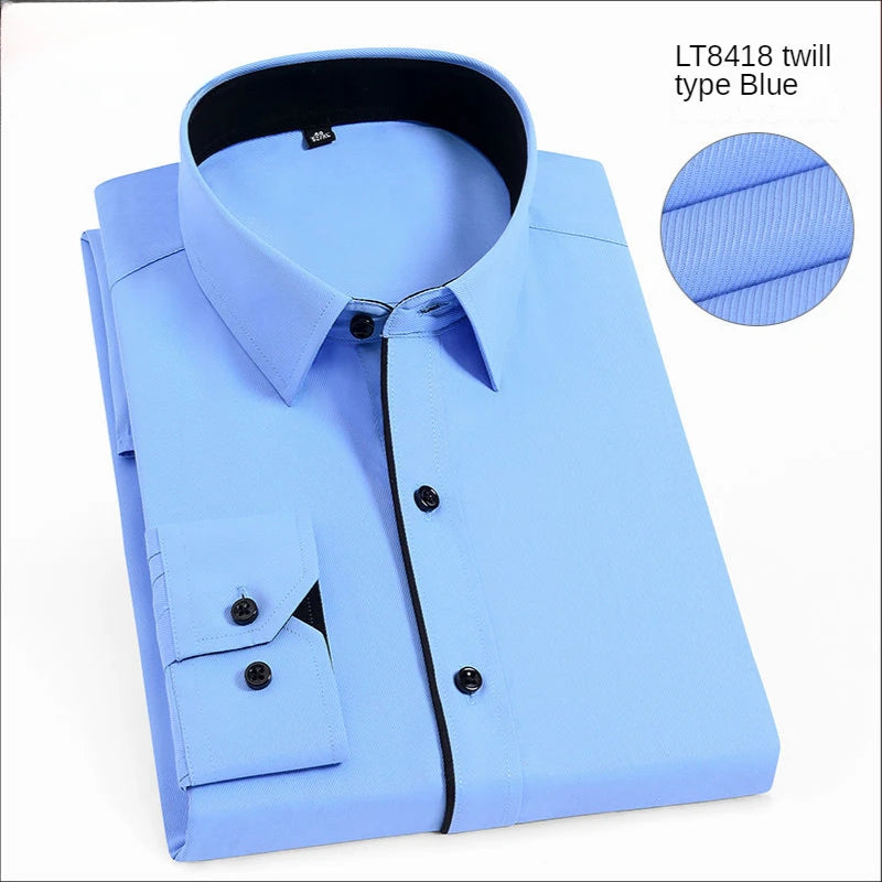 White Shirt for Men Long Sleeves Office Business Button-down Dress Shirts Casual Male Korean Fashion Slim Fit 5XL 6XL 7XL 8XL - BOC-WEAR