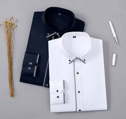 White Shirt for Men Long Sleeves Office Business Button-down Dress Shirts Casual Male Korean Fashion Slim Fit 5XL 6XL 7XL 8XL - BOC-WEAR