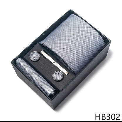 Luxury Brand 8 cm Tie Handkerchief Cufflink Clip Set For Men Wedding Gravata Suit Accessories Holiday Gift Box - BOC-WEAR