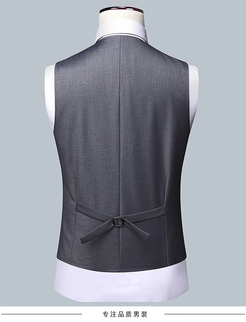 Suit Men Fashion  (Blazer+ Vest + Pants)  Business Wedding Work Casual Slim Professional Dress Groom Best Man Gentleman Suit - BOC-WEAR