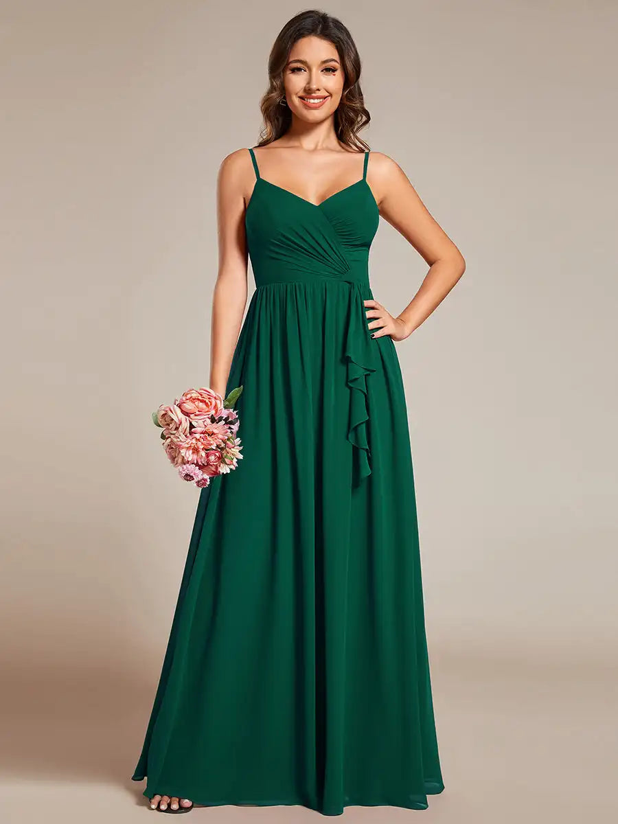 Elegant Evening Dresses Maxi Sleeveless Pleated Lotus Leaf Floor Length 2025 Ever Pretty of Chiffon Orchid Bridesmaid Dress