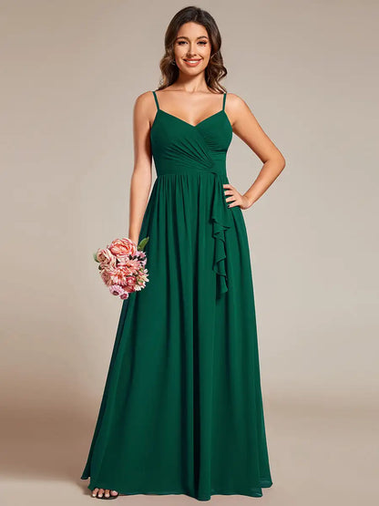 Elegant Evening Dresses Maxi Sleeveless Pleated Lotus Leaf Floor Length 2025 Ever Pretty of Chiffon Orchid Bridesmaid Dress