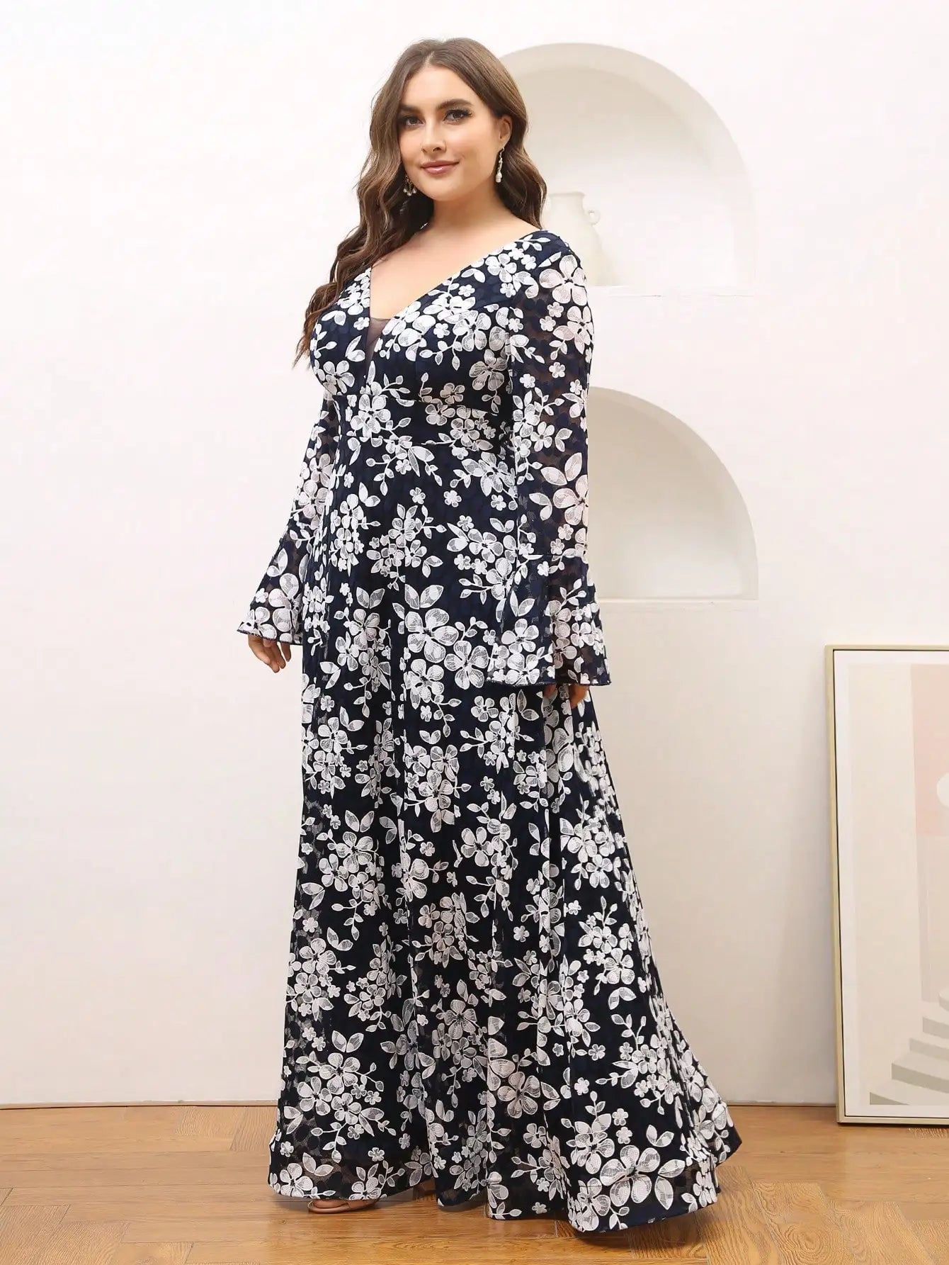 Lace Cherry Blossom A-Line Dress